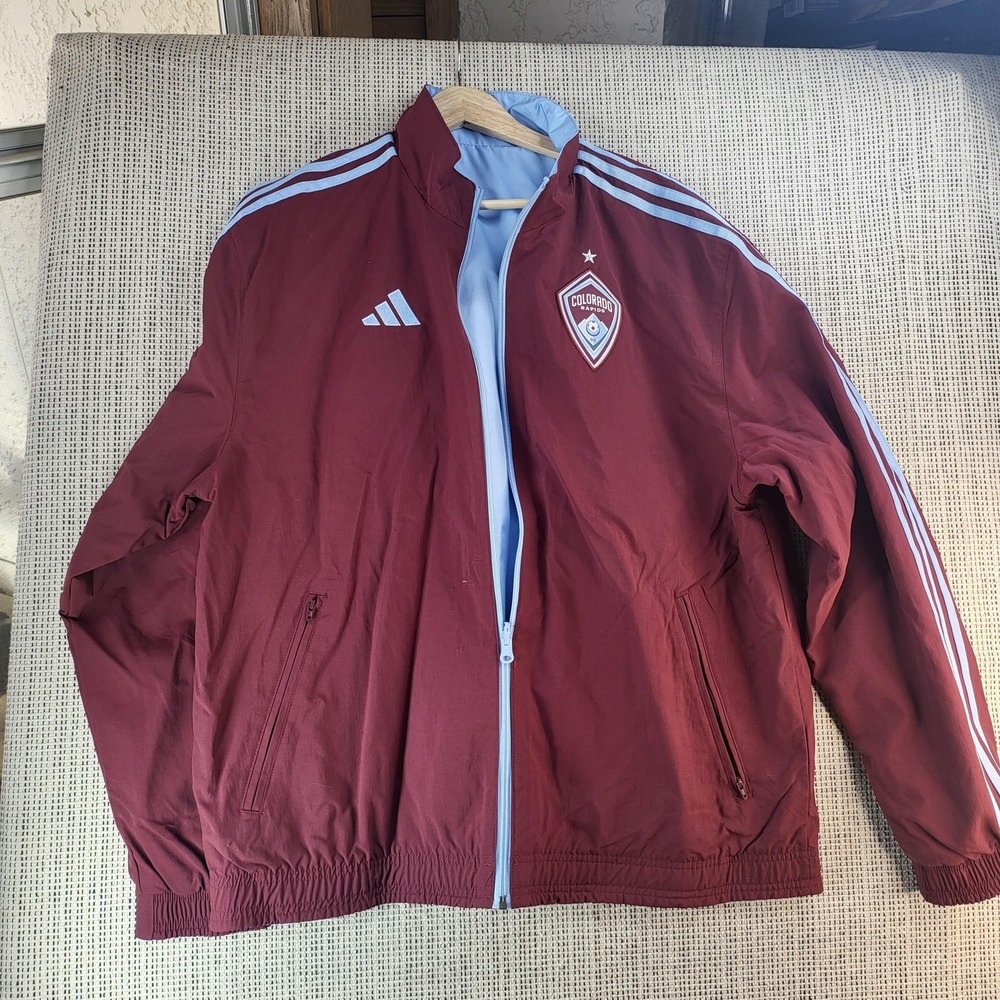 Colorado Rapids Jacket Mens Red Blue MLS Soccer Track Windbreaker Warm Up Adidas